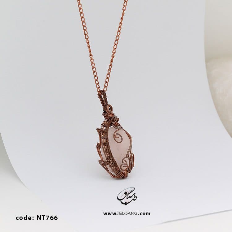 گردنبند زنانه سنگ رز کوارتز NT-766
