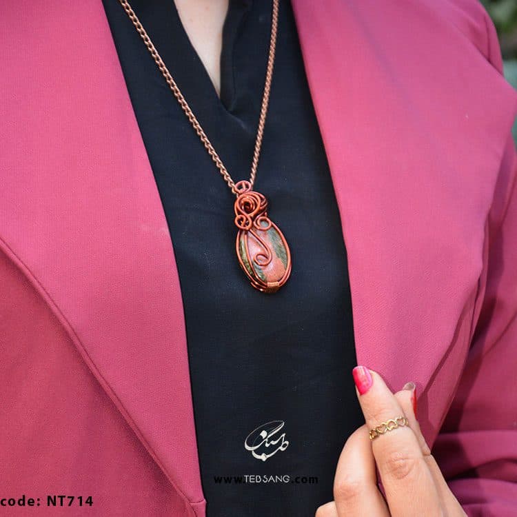 گردنبند زنانه سنگ جاسپر کد NT-714 — تصویر ۲