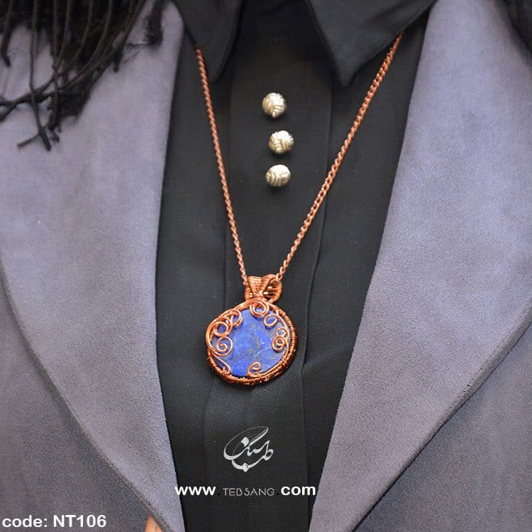 گردنبند زنانه سنگ لاجورد کد NT-106 — تصویر ۳