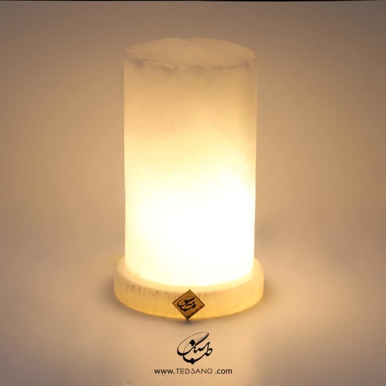 آباژور سنگ نمک طرح استوانه پایه سنگی