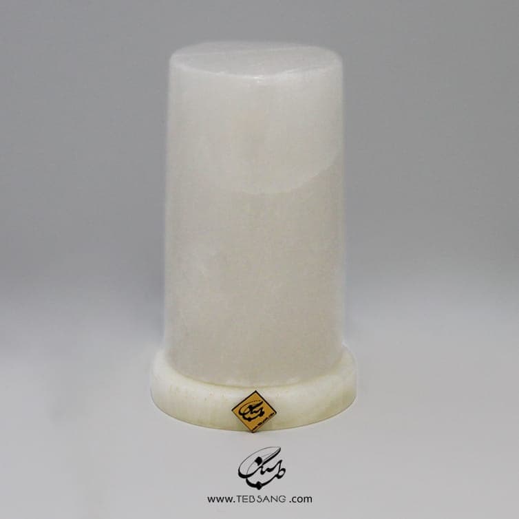 آباژور سنگ نمک طرح استوانه پایه سنگی — تصویر ۲