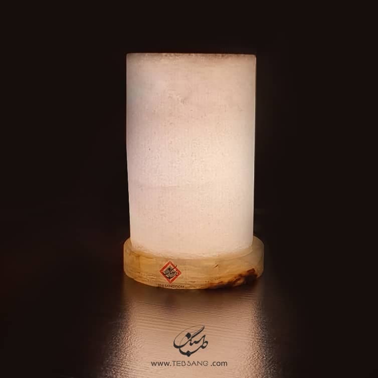 آباژور سنگ نمک طرح استوانه پایه سنگی — تصویر ۳
