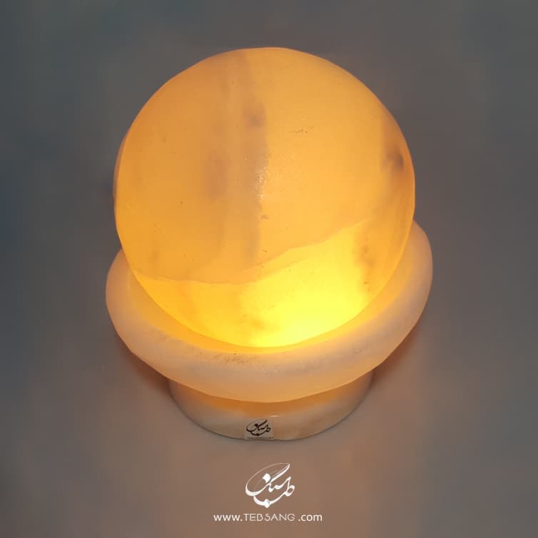 آباژور سنگ نمک طرح ماه گل پایه سنگی — تصویر ۷