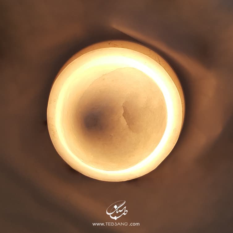 آباژور سنگ نمک طرح ماه گل پایه سنگی — تصویر ۵