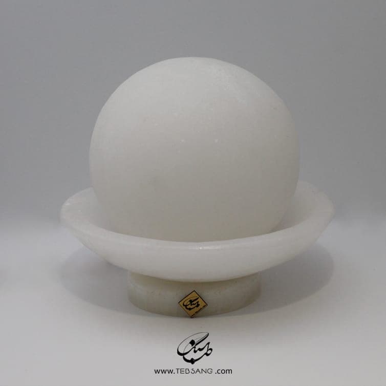 آباژور سنگ نمک طرح ماه گل پایه سنگی — تصویر ۲