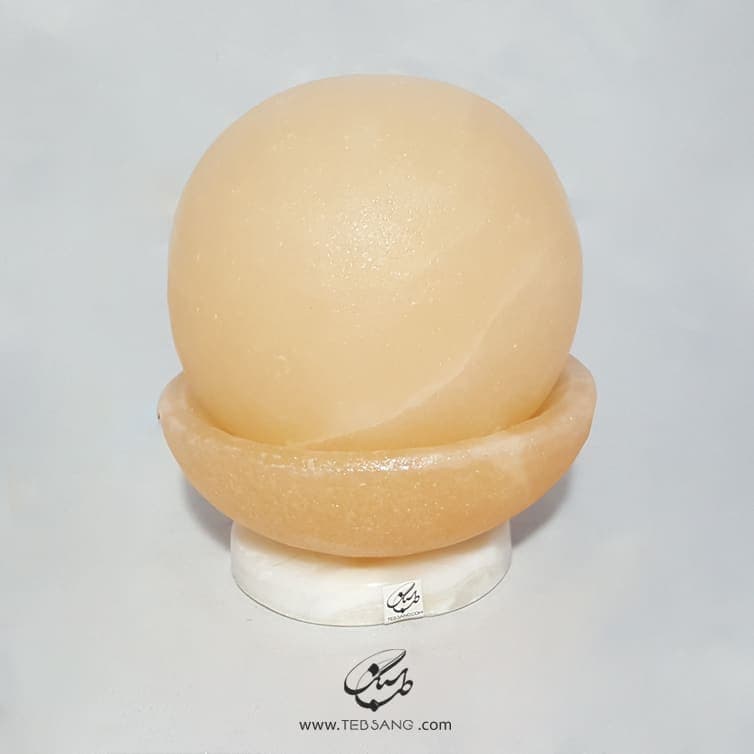 آباژور سنگ نمک طرح ماه گل پایه سنگی — تصویر ۸