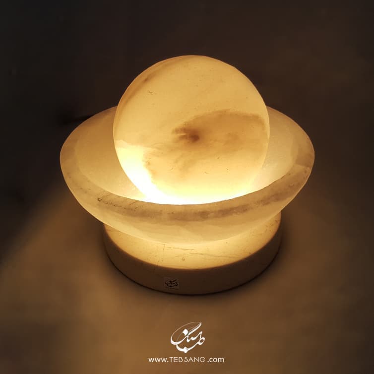 آباژور سنگ نمک طرح ماه گل پایه سنگی — تصویر ۴
