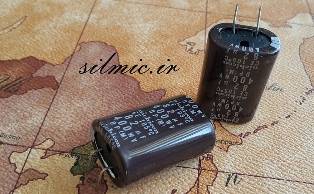 خازن 82 میکرو فاراد 400 ولت nichicon ژاپن مناسب فیلترینگ ورودی منابع صوتی — تصویر ۲
