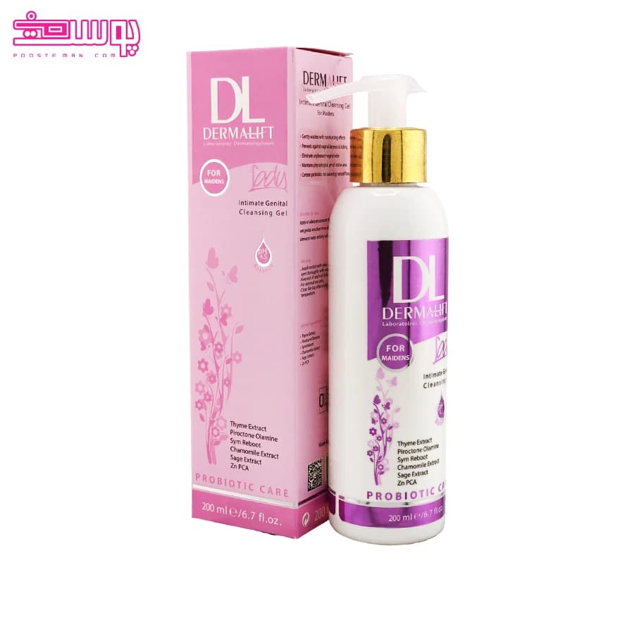 ژل شستشوی بهداشتی دوشیزگان درمالیفت حجم 200ml — تصویر ۲