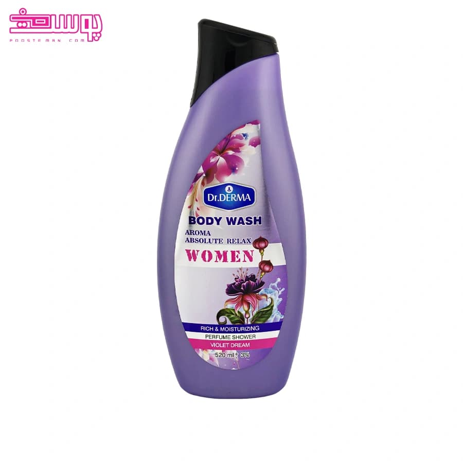 شامپو بدن زنانه بنفش رایحه آرامش دکتر درما حجم 520ml