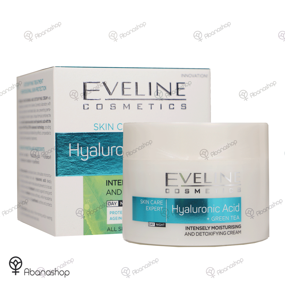 کرم هیالورونیک اسید و چای سبز اولاین eveline hyaluronic acid & green tea