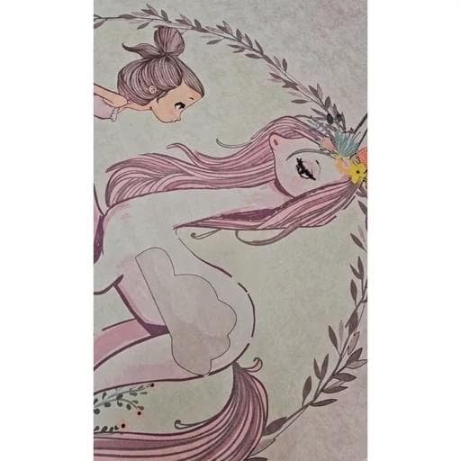 فرش کودک دخترانه طرح اسب تک شاخ زمینه صورتی کد C165 (پس کرایه) — تصویر ۴