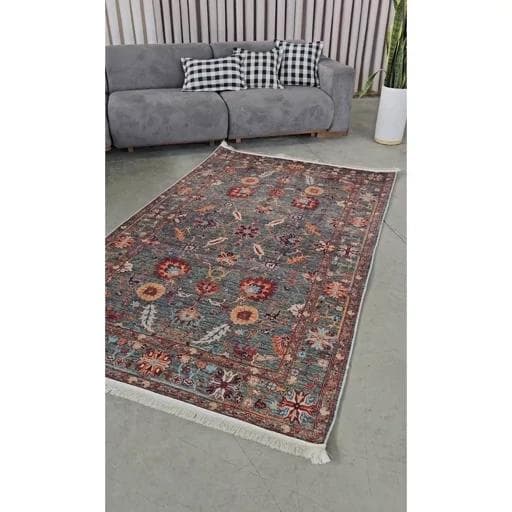 فرش ماشینی چاپی | فرشینه مخمل سبز سنتی M110 (پس کرایه) — تصویر ۳
