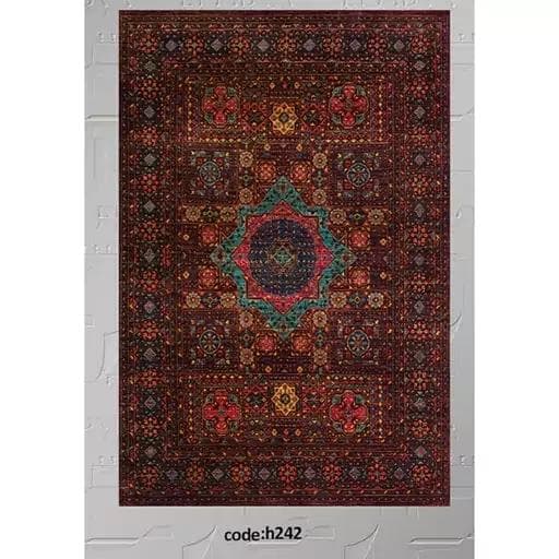 فرش ماشینی چاپی | فرشینه مخمل سنتی لاکی کد h242 (پس کرایه) — تصویر ۲