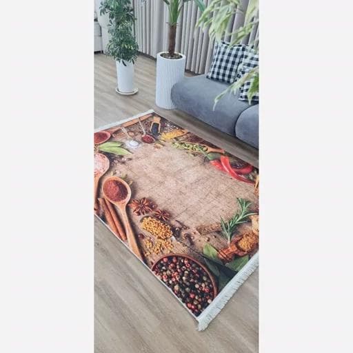 فرش ماشینی چاپی | فرشینه آشپزخانه مخمل هازان ترک کد h073 (پس کرایه) — تصویر ۶