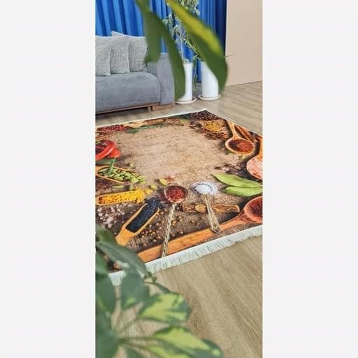 فرش ماشینی چاپی | فرشینه آشپزخانه مخمل هازان ترک کد h073 (پس کرایه) — تصویر ۳