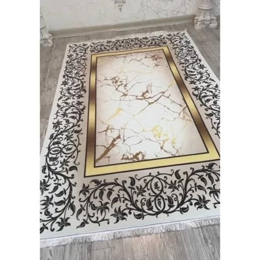 فرش مدرن سفید طلایی هازان ترک کد h413 (پس کرایه) — تصویر ۷