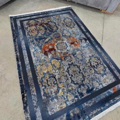 فرش ماشینی چاپی | فرشینه هازان ترک آبی مدرن کدh395 (پس کرایه) — تصویر ۷