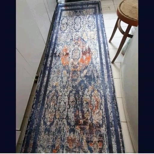فرش ماشینی چاپی | فرشینه هازان ترک آبی مدرن کدh395 (پس کرایه) — تصویر ۲