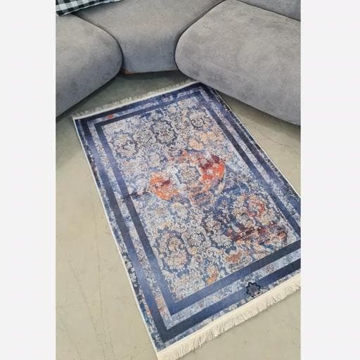 فرش ماشینی چاپی | فرشینه هازان ترک آبی مدرن کدh395 (پس کرایه) — تصویر ۴