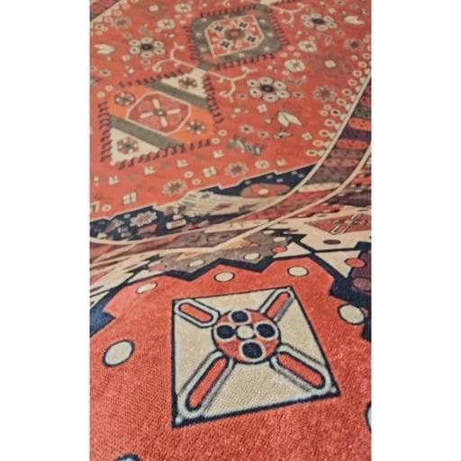 فرش ماشینی چاپی | فرشینه هازان ترک طرح سنتی نارنجی کدO129 (پس کرایه) — تصویر ۶