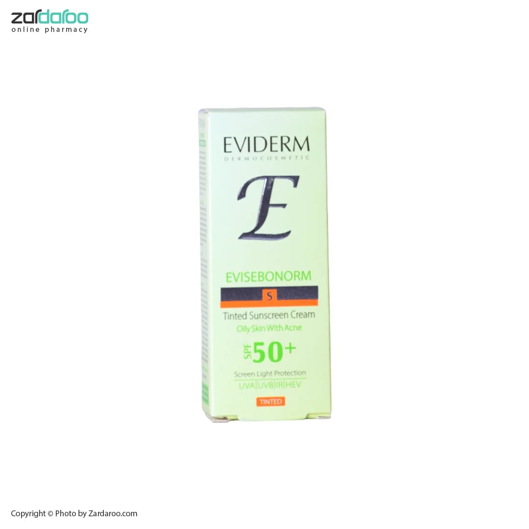 کرم ضد آفتاب اوی سبونورم رنگی +SPF 50 پوست چرب و جوش دار اویدرم Eviderm