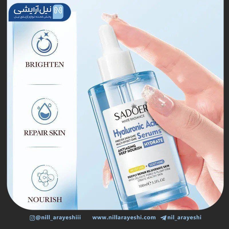 سرم صورت آبرسان هیالورونیک اسید سادور 100 میل کد Sd57386 — تصویر ۳