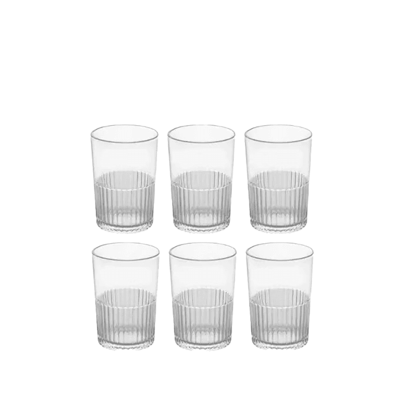 لیوان شیشه ای شیاردار ۳۵۰ سی سی ۶ عددی لیمون کد 221600