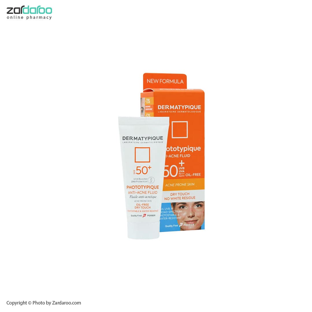 ضد آفتاب SPF 50 بی رنگ مناسب پوست چرب و آکنه ای درماتیپیک Dermatypique