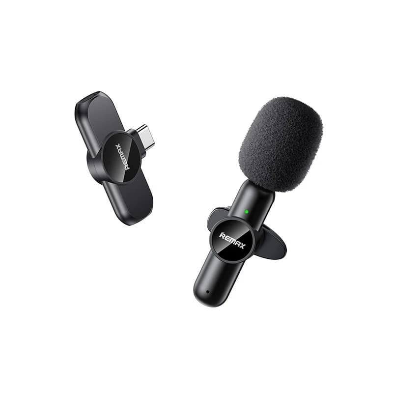میکروفن یقه‌ای بی‌سیم ریمکس مدل K09-Type C با اتصال Type-C و قابلیت حذف نویز