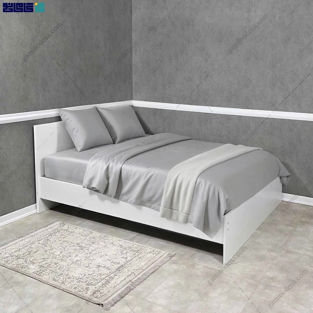 تخت خواب ساده سفید مدرن نورا دو نفره