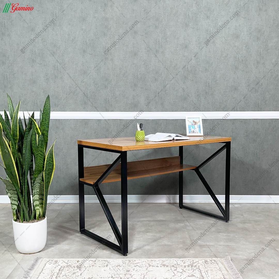 میز تحریر کتابخانه دار چوب و فلز مدل آیه — تصویر ۳