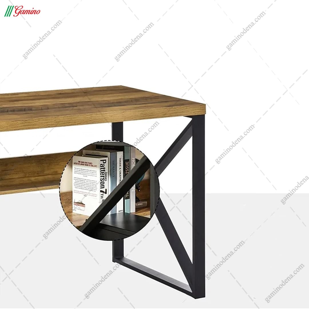 میز تحریر کتابخانه دار چوب و فلز مدل آیه — تصویر ۸