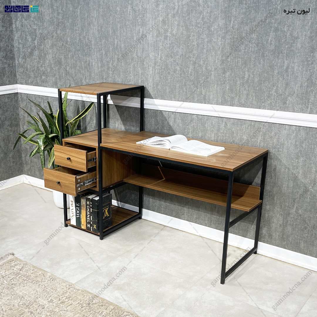 میز تحریر مدرن چوب و فلز مدل آونگ — تصویر ۳