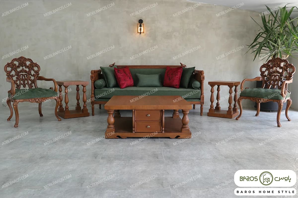 مبل کلاسیک و ترکیبی ۱۰ نفره کاجی روما و چپندر کینگ کد ۲ — تصویر ۵