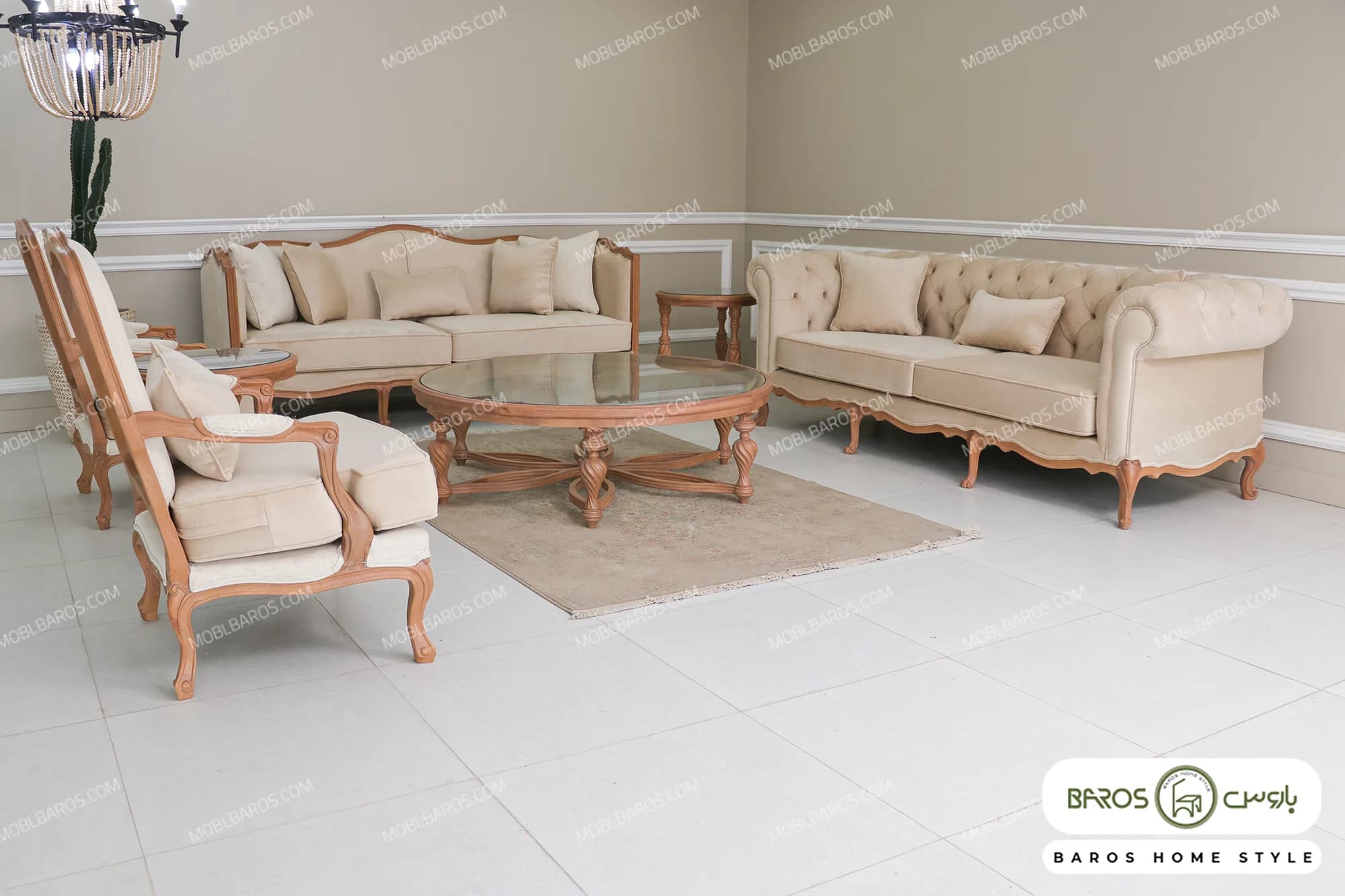 مبل نئوکلاسیک گندم و کاناپه چستر جورجیا و تکنفره فرانسوی کد ۵ — تصویر ۶