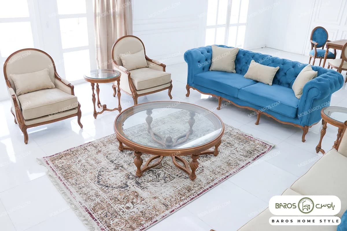 مبل ۸ نفره کلاسیک چستر دار راشل پلاس و کویین