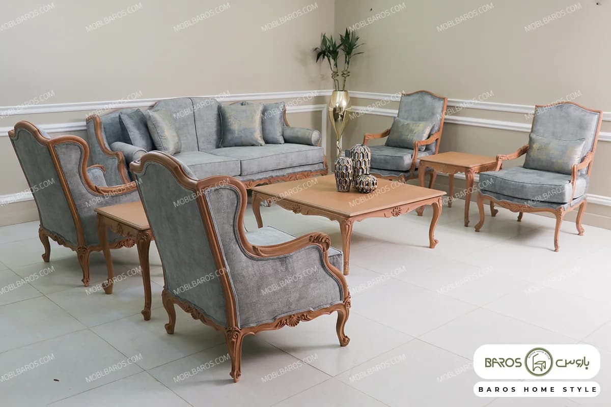 مبل نئوکلاسیک ۷ نفره رومینا کویین فرانسه