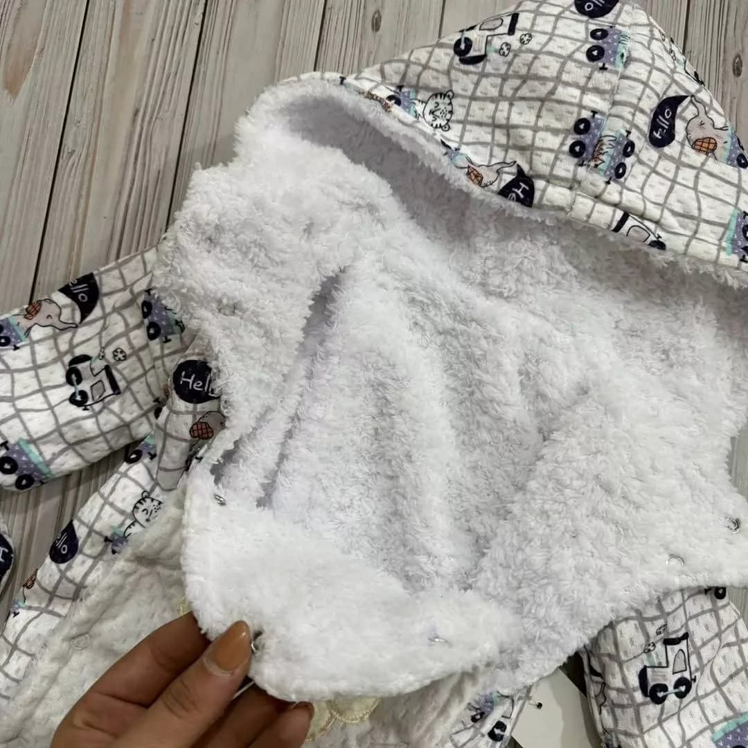 کاپشن سرهمی مخملی طرح خرس سایز ۱ تا ۴ کد ۵۰۴۷ — تصویر ۲