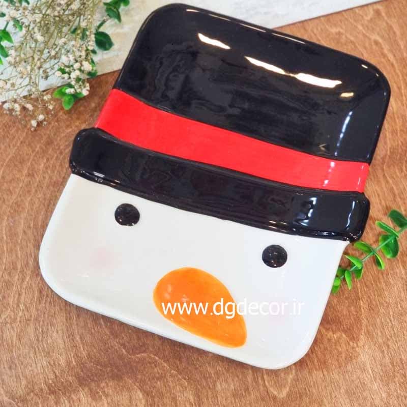 بشقاب کریسمسی سرامیکی آدم برفی