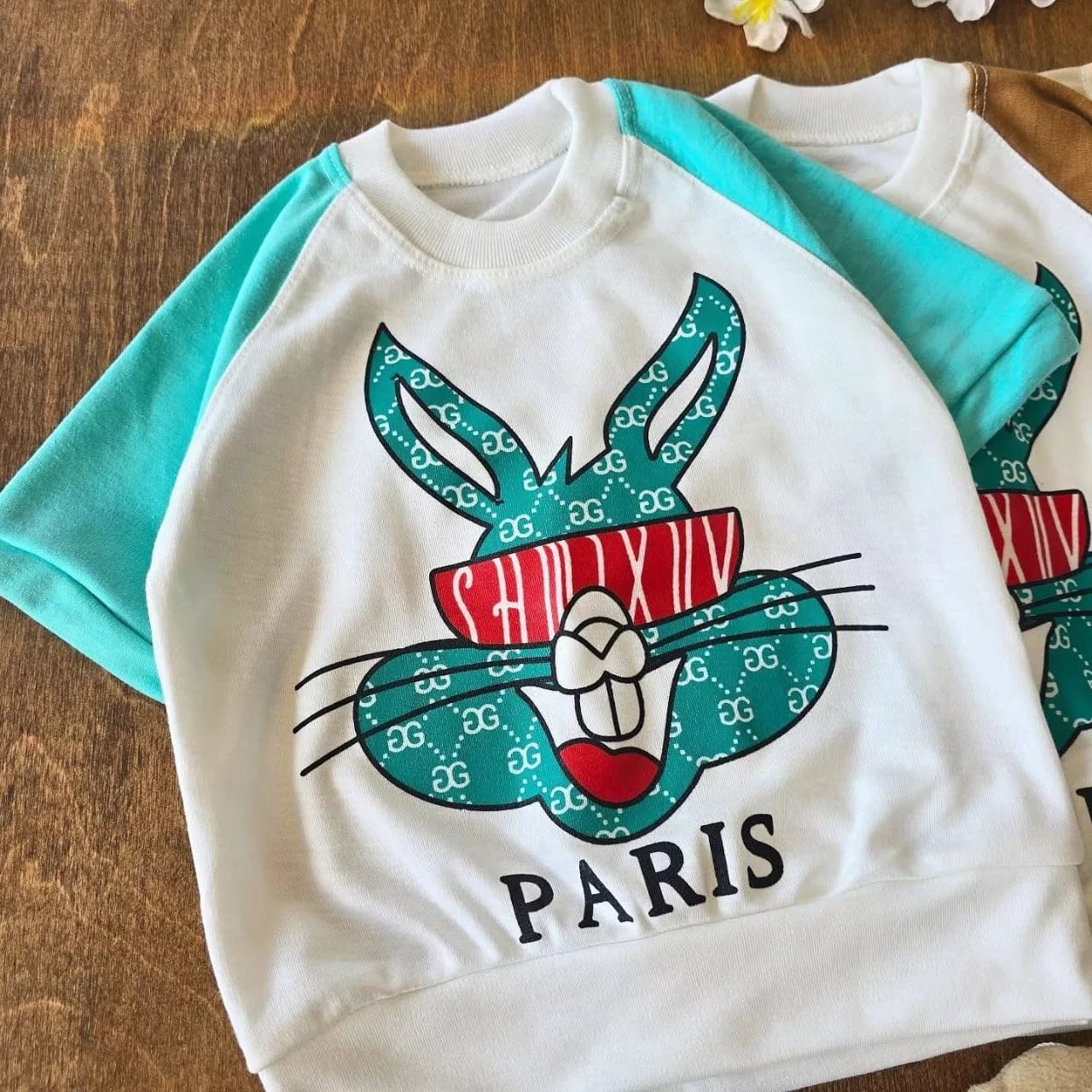 تیشرت شلوارک خرگوش paris آستین کیمونو کد ۴۹۰۰ — تصویر ۲