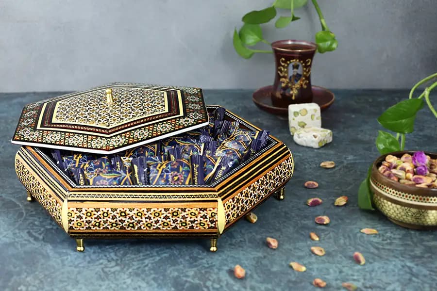 شکلات خوری چوبی 6 گوش خاتم 40221 — تصویر ۲