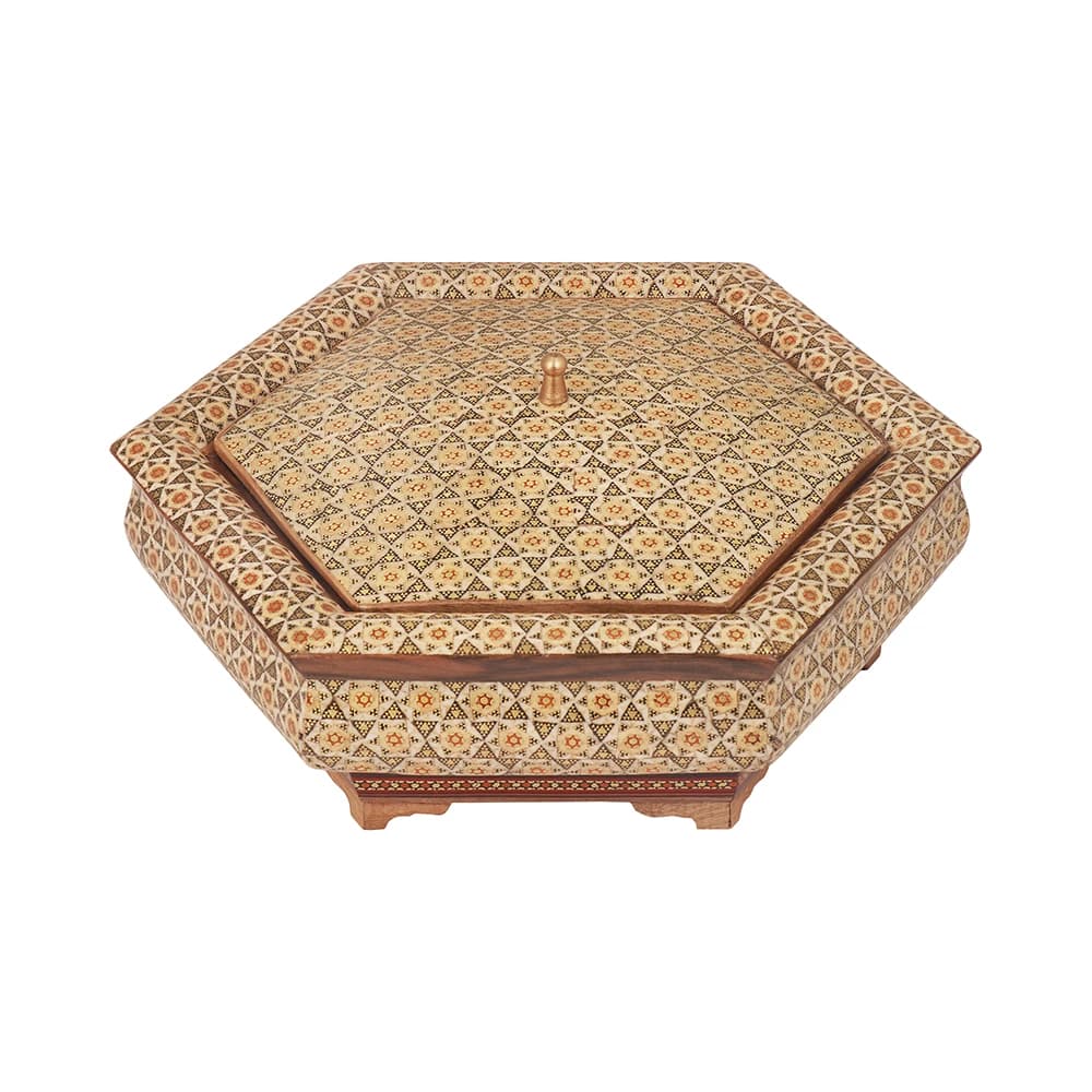 شکلات خوری چوبی 6 گوش 24 خاتم 7011