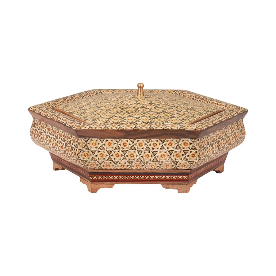 شکلات خوری چوبی 6 گوش 24 خاتم 7011 — تصویر ۳