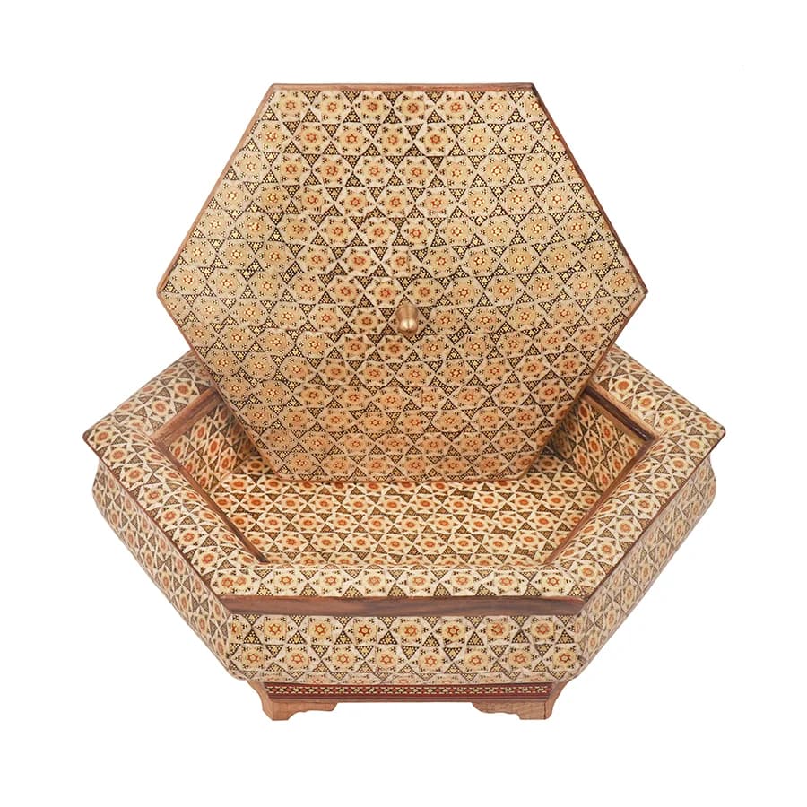 شکلات خوری چوبی 6 گوش 24 خاتم 7011 — تصویر ۲