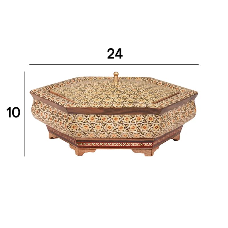 شکلات خوری چوبی 6 گوش 24 خاتم 7011 — تصویر ۴