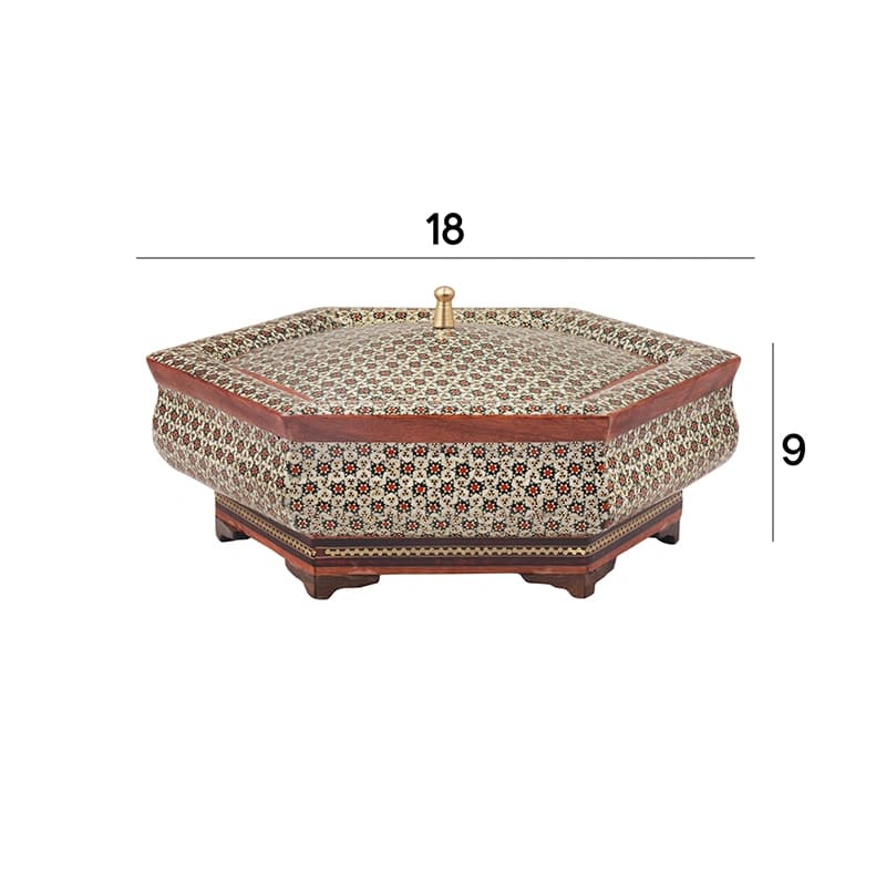 شکلات خوری چوبی 6 گوش 18 خاتم 6023 — تصویر ۶