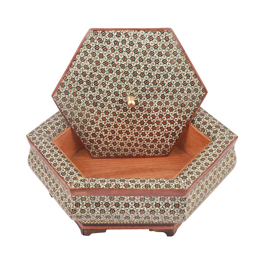شکلات خوری چوبی 6 گوش 18 خاتم 6023 — تصویر ۴