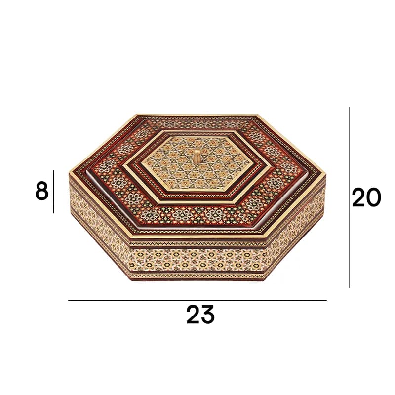 شکلات خوری چوبی 6 گوش 23 خاتم 0022 — تصویر ۳