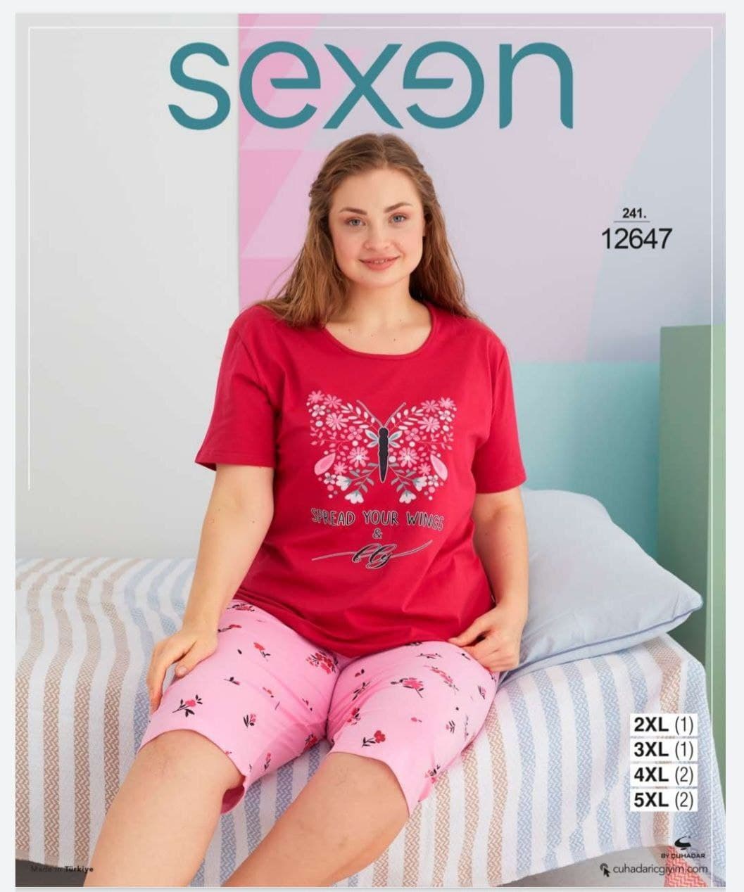 ست راحتی تیشرت و شلوارک زنانه سایز بزرگ سکسن 12647